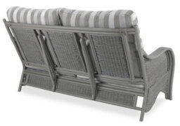 Desser Turin Grey 3 Seater Conservatory Sofa Real Cane Natural Rattan Indoor Sofa With Uk Sewn Cushions In Duke Grey Stripe Fabric - thumbnail 2