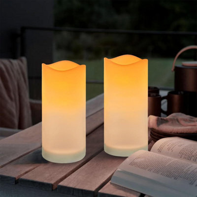 Set Of 2 Solar-Powered Outdoor Flameless Candles Flickering Moving Wick Waterproof & Weather-Resistant Led Candles - image 1