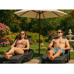 Centurion Supports Maldives Black Outdoor High-End Pu Rattan Adjustable Sun Lounger Pair - Fully Assembled - thumbnail 2