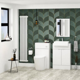 Royal Bathrooms Elena 600mm Floor Standing Bathroom Vanity Sink Unit Gloss White 2 Door With Semi Recessed Basin - thumbnail 3