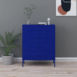 Berkfield Chest Of Drawers Navy Blue 80X35X101.5 Cm Steel