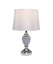Lighting Supermarket Malham Grey Ceramic Table Lamp With Matching Drum Shade - Modern Grey & Silver - thumbnail 2