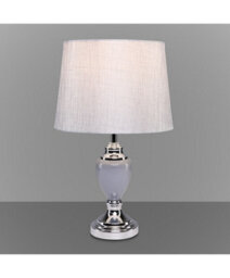 Lighting Supermarket Malham Grey Ceramic Table Lamp With Matching Drum Shade - Modern Grey & Silver - thumbnail 4