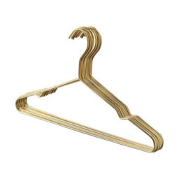 Harbour Housewares 10X Metal Coat Hangers - Gold Wire Clothes Hangers With Round Trouser Bar And Non Slip Shoulder Notches