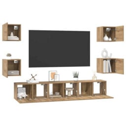 Berkfield Tv Cabinet 7 Pcs Artisan Oak 60 X 30 X 30 Cm Engineered Wood - thumbnail 3