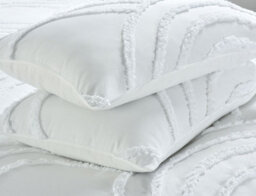 Homes & Linen Zara Chenille Tufted White Duvet Cover Set Geometric Arches Design, Polyester Bedding With Pillowcases - thumbnail 3