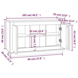 Berkfield Sideboard White 102X35X60 Cm Engineered Wood - thumbnail 9