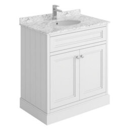 Plum&clay Fairmont Traditional White Square Floor Standing Bathroom Vanity Unit With Ceramic Basin & Marble Top (W)800mm