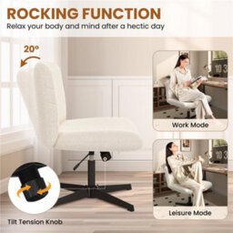 Yaheetech Boucle Swivel Desk Chair For Home Office - Ivory - thumbnail 8
