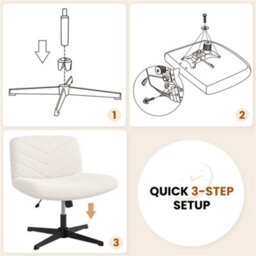 Yaheetech Boucle Swivel Desk Chair For Home Office - Ivory - thumbnail 9