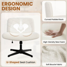 Yaheetech Boucle Swivel Desk Chair For Home Office - Ivory - thumbnail 5