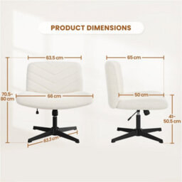 Yaheetech Boucle Swivel Desk Chair For Home Office - Ivory - thumbnail 3