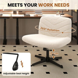 Yaheetech Boucle Swivel Desk Chair For Home Office - Ivory - thumbnail 6
