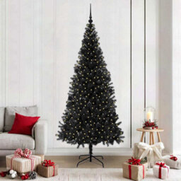 Vidaxl Christmas Tree With 300 Leds With Stand Black 210 Cm Pvc - thumbnail 1
