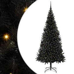 Vidaxl Christmas Tree With 300 Leds With Stand Black 210 Cm Pvc - thumbnail 2