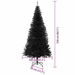 Vidaxl Christmas Tree With 300 Leds With Stand Black 210 Cm Pvc - thumbnail 3