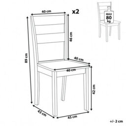 Beliani Set Of 2 Dining Chairs Georgia Wood Black - thumbnail 3