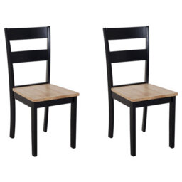 Beliani Set Of 2 Dining Chairs Georgia Wood Black - thumbnail 1
