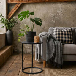 Wyld Haus El Paso Small Round Side Table Ash Black Top & Matt Black Steel Base - thumbnail 2