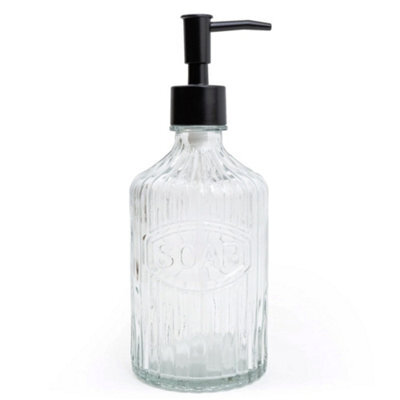 Candlelight Clear Glass Soap Dispenser With Black Pump - image 1