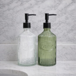 Candlelight Clear Glass Soap Dispenser With Black Pump - thumbnail 5