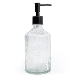 Candlelight Clear Glass Soap Dispenser With Black Pump