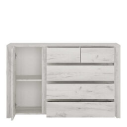 Wyld Haus Norwich Aged Effect Soft Grey Wood Veneer 1 Door 2+3 Drawer Chest Of Drawers 1187X400X765mm - thumbnail 4