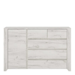 Wyld Haus Norwich Aged Effect Soft Grey Wood Veneer 1 Door 2+3 Drawer Chest Of Drawers 1187X400X765mm - thumbnail 3