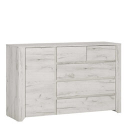 Wyld Haus Norwich Aged Effect Soft Grey Wood Veneer 1 Door 2+3 Drawer Chest Of Drawers 1187X400X765mm - thumbnail 2