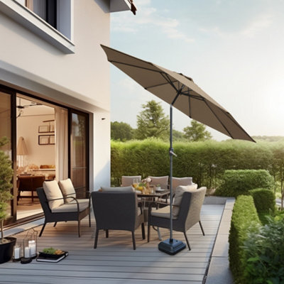 Sundaze 3M Taupe Garden Parasol Umbrella Sun Shade Canopy With Hand Crank Tilt Function - image 1