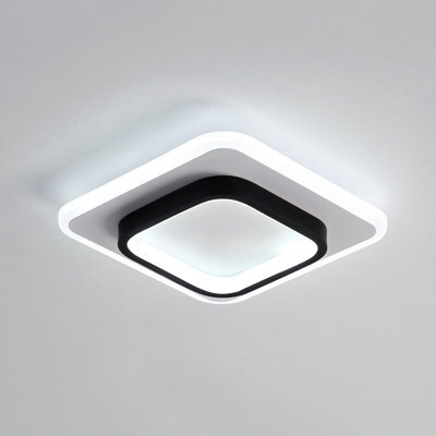 Pheashine White And Black Square Led Ceiling Light, 21W 24X24X5Cm Slim Flush Mount, 220V - image 1