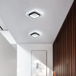 Pheashine White And Black Square Led Ceiling Light, 21W 24X24X5Cm Slim Flush Mount, 220V - thumbnail 2