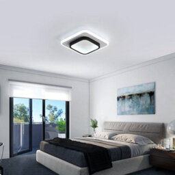 Pheashine White And Black Square Led Ceiling Light, 21W 24X24X5Cm Slim Flush Mount, 220V - thumbnail 3