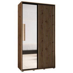 Arte Sapporo Ii Modern Oak Artisan Mirrored Sliding Door Wardrobe -  Space-Saving Storage Solution (H)2050mm (W)1300mm (D)600mm - thumbnail 2