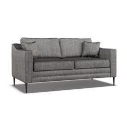 Aspen Grey Velvet Large 2 Seater Sofa With Foam Seat Cushion, Piped Detailing, Black Metal Stiletto Legs & Accent Pillows - thumbnail 3