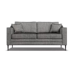 Aspen Grey Velvet Large 2 Seater Sofa With Foam Seat Cushion, Piped Detailing, Black Metal Stiletto Legs & Accent Pillows - thumbnail 4