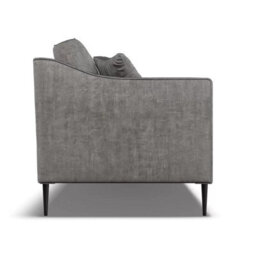 Aspen Grey Velvet Large 2 Seater Sofa With Foam Seat Cushion, Piped Detailing, Black Metal Stiletto Legs & Accent Pillows - thumbnail 5