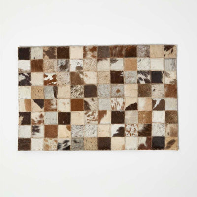 Homescapes Block Check Brown Leather Placemats Set Of 4 - image 1