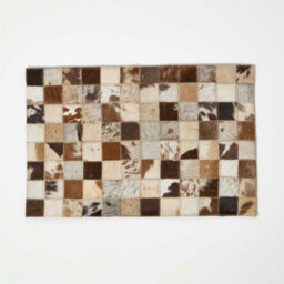 Homescapes Block Check Brown Leather Placemats Set Of 4 - thumbnail 1
