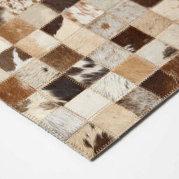 Homescapes Block Check Brown Leather Placemats Set Of 4 - thumbnail 3