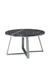 Orsina Stylish Round Coffee Table With Black Marble Top, Silver Finish Decorative Table, Spacious Coffee Table - thumbnail 2