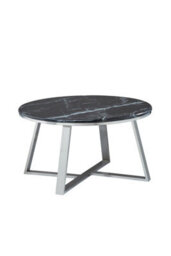 Orsina Stylish Round Coffee Table With Black Marble Top, Silver Finish Decorative Table, Spacious Coffee Table - thumbnail 5