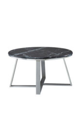 Orsina Stylish Round Coffee Table With Black Marble Top, Silver Finish Decorative Table, Spacious Coffee Table - thumbnail 4