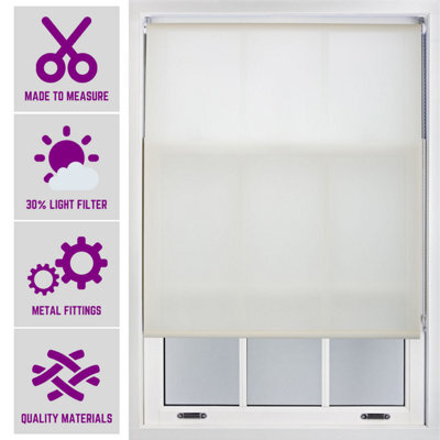 Furnished Made To Measure Day Light Roller Blinds With Metal Fittings - Cream Blind For Home And Office (W)240Cm (L)165Cm