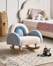 Beliani Kids Rocking Chair Rainbow Ombo Boucle Light Blue - thumbnail 2