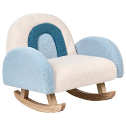 Beliani Kids Rocking Chair Rainbow Ombo Boucle Light Blue - thumbnail 4