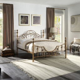 SlumberWorx Letchworth Vintage Victorian Style Antique Brass King Size Metal Bed Frame