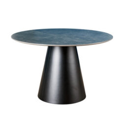 Home Source Grayson Round Pedestal Dining Table Large 120Cm Modern Grey Marble Effect - thumbnail 5