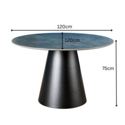 Home Source Grayson Round Pedestal Dining Table Large 120Cm Modern Grey Marble Effect - thumbnail 6
