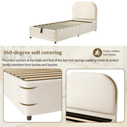 Velvet Hydraulic Storage Bed With Headboard - thumbnail 7